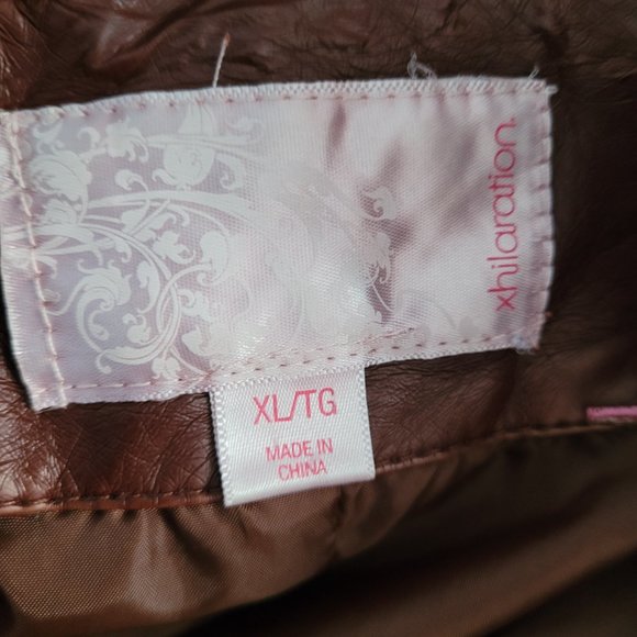 Xhilaration faux brown leather short jacket size XL/TG Pre-Owned - Picture 7 of 7